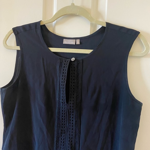 Ellie Kai Black Tank Top Button Up Blouse Size 6 - Picture 5 of 5